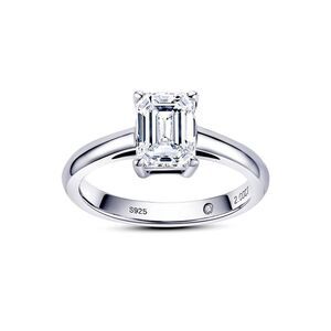 18k 2 cttw Emerald Cut Princess Moissanite Diamond Solitaire Ring
